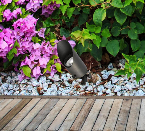 Elegant Lighting Aera Outdoor 12V Cast Brass spot light 2.25 inch Wide x 8 inch High in Dark Bronze Model: C049-DB