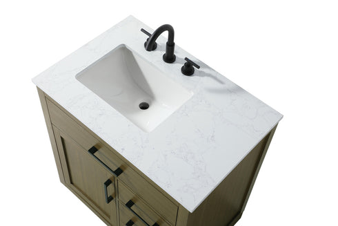 Elegant Lighting Alden Vanity Cabinet 1Dr3Dw 32 Inch W x 22 Inch D x 35 Inch H in Chestnut Brown Model: VF29732MCB