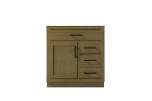 Elegant Lighting Alden Vanity Cabinet 1Dr3Dw 32 Inch W x 22 Inch D x 35 Inch H in Chestnut Brown Model: VF29732MCB