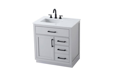 Elegant Lighting Alden Vanity Cabinet 1Dr3Dw 32 Inch W x 22 Inch D x 35 Inch H in Grey Model: VF29732GR