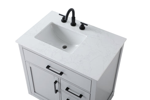 Elegant Lighting Alden Vanity Cabinet 1Dr3Dw 32 Inch W x 22 Inch D x 35 Inch H in Grey Model: VF29732GR