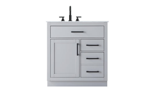 Elegant Lighting Alden Vanity Cabinet 1Dr3Dw 32 Inch W x 22 Inch D x 35 Inch H in Grey Model: VF29732GR