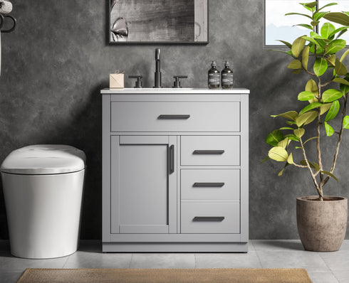 Elegant Lighting Alden Vanity Cabinet 1Dr3Dw 32 Inch W x 22 Inch D x 35 Inch H in Grey Model: VF29732GR