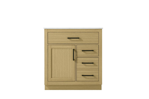 Elegant Lighting Alden Vanity Cabinet 1Dr3Dw 32 Inch W x 22 Inch D x 35 Inch H in Honey Brown Model: VF29732MHB