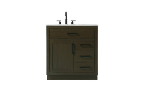 Elegant Lighting Alden Vanity Cabinet 1Dr3Dw 32 Inch W x 22 Inch D x 35 Inch H in Mocha Brown Model: VF29732MMB