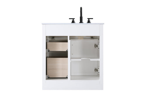 Elegant Lighting Alden Vanity Cabinet 1Dr3Dw 32 Inch W x 22 Inch D x 35 Inch H in White Model: VF29732WH
