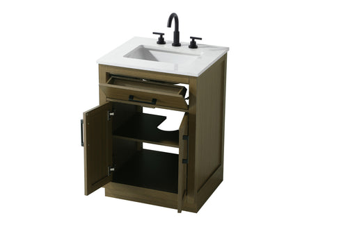 Elegant Lighting Alden Vanity Cabinet 2Dr1Dw 24 Inch W x 22 Inch D x 35 Inch H in Chestnut Brown Model: VF29724MCB