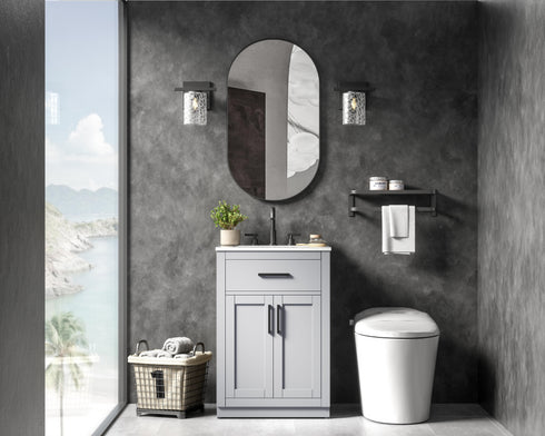Elegant Lighting Alden Vanity Cabinet 2Dr1Dw 24 Inch W x 22 Inch D x 35 Inch H in Grey Model: VF29724GR