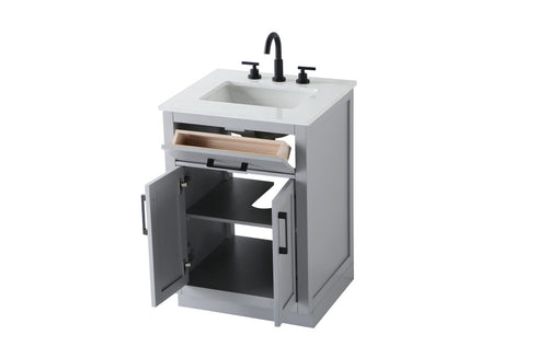 Elegant Lighting Alden Vanity Cabinet 2Dr1Dw 24 Inch W x 22 Inch D x 35 Inch H in Grey Model: VF29724GR
