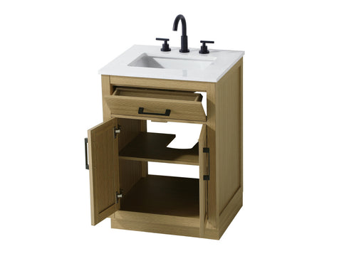 Elegant Lighting Alden Vanity Cabinet 2Dr1Dw 24 Inch W x 22 Inch D x 35 Inch H in Honey Brown Model: VF29724MHB