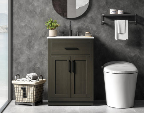 Elegant Lighting Alden Vanity Cabinet 2Dr1Dw 24 Inch W x 22 Inch D x 35 Inch H in Mocha Brown Model: VF29724MMB