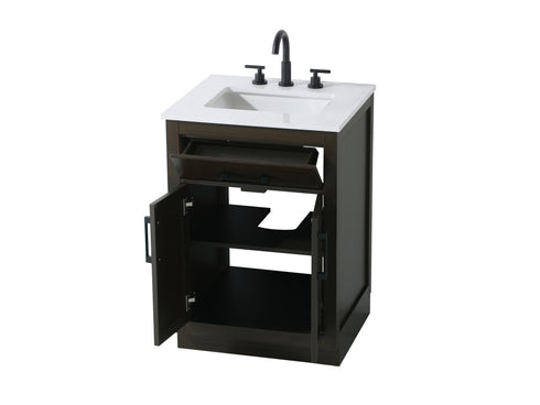 Elegant Lighting Alden Vanity Cabinet 2Dr1Dw 24 Inch W x 22 Inch D x 35 Inch H in Mocha Brown Model: VF29724MMB