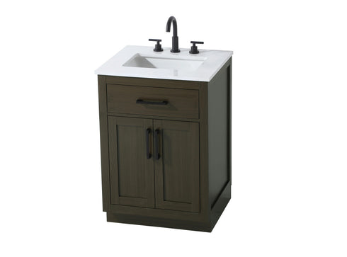 Elegant Lighting Alden Vanity Cabinet 2Dr1Dw 24 Inch W x 22 Inch D x 35 Inch H in Mocha Brown Model: VF29724MMB