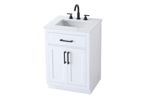 Elegant Lighting Alden Vanity Cabinet 2Dr1Dw 24 Inch W x 22 Inch D x 35 Inch H in White Model: VF29724WH