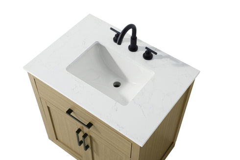 Elegant Lighting Alden Vanity Cabinet 2Dr1Dw 30 Inch W x 22 Inch D x 35 Inch H in Honey Brown Model: VF29730MHB