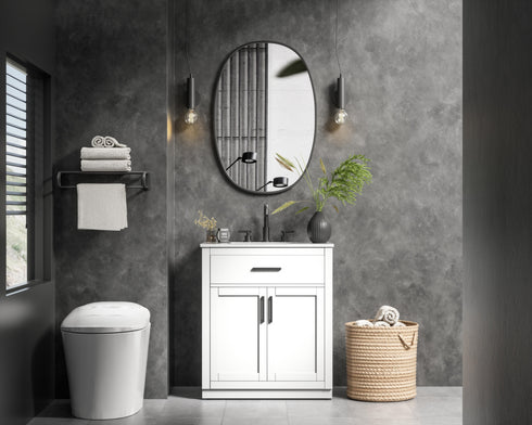 Elegant Lighting Alden Vanity Cabinet 2Dr1Dw 30 Inch W x 22 Inch D x 35 Inch H in White Model: VF29730WH