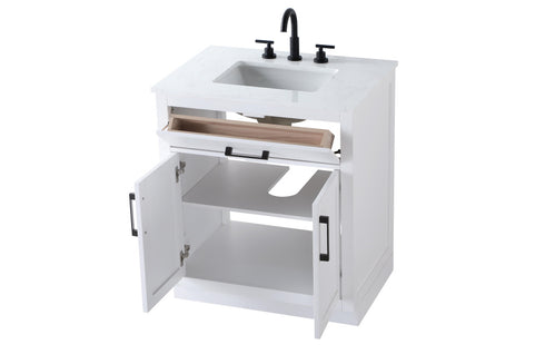 Elegant Lighting Alden Vanity Cabinet 2Dr1Dw 30 Inch W x 22 Inch D x 35 Inch H in White Model: VF29730WH