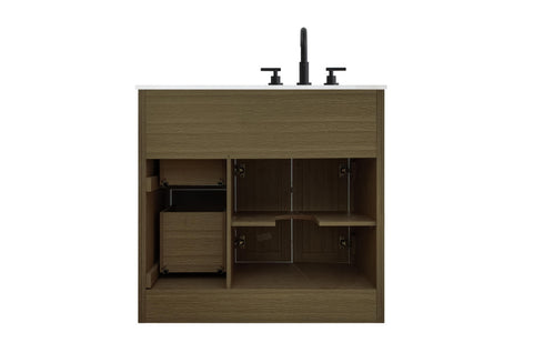 Elegant Lighting Alden Vanity Cabinet 2Dr3Dw 36 Inch W x 22 Inch D x 35 Inch H in Chestnut Brown Model: VF29736MCB