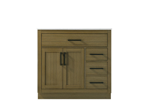 Elegant Lighting Alden Vanity Cabinet 2Dr3Dw 36 Inch W x 22 Inch D x 35 Inch H in Chestnut Brown Model: VF29736MCB