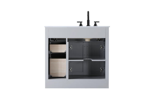 Elegant Lighting Alden Vanity Cabinet 2Dr3Dw 36 Inch W x 22 Inch D x 35 Inch H in Grey Model: VF29736GR