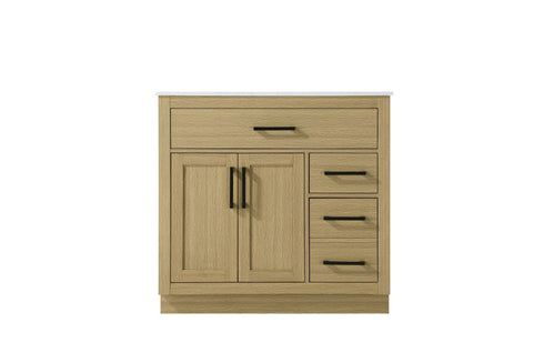 Elegant Lighting Alden Vanity Cabinet 2Dr3Dw 36 Inch W x 22 Inch D x 35 Inch H in Honey Brown Model: VF29736MHB