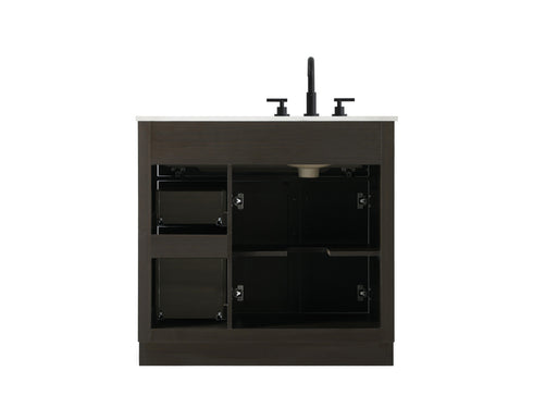 Elegant Lighting Alden Vanity Cabinet 2Dr3Dw 36 Inch W x 22 Inch D x 35 Inch H in Mocha Brown Model: VF29736MMB