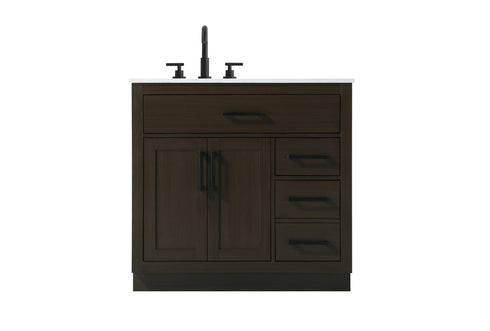 Elegant Lighting Alden Vanity Cabinet 2Dr3Dw 36 Inch W x 22 Inch D x 35 Inch H in Mocha Brown Model: VF29736MMB