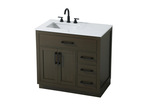 Elegant Lighting Alden Vanity Cabinet 2Dr3Dw 36 Inch W x 22 Inch D x 35 Inch H in Mocha Brown Model: VF29736MMB