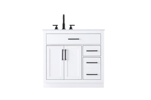 Elegant Lighting Alden Vanity Cabinet 2Dr3Dw 36 Inch W x 22 Inch D x 35 Inch H in White Model: VF29736WH