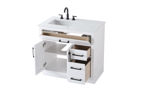 Elegant Lighting Alden Vanity Cabinet 2Dr3Dw 36 Inch W x 22 Inch D x 35 Inch H in White Model: VF29736WH