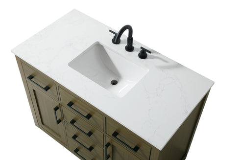 Elegant Lighting Alden Vanity Cabinet 2Dr5Dw 42 Inch W x 22 Inch D x 35 Inch H in Chestnut Brown Model: VF29742MCB