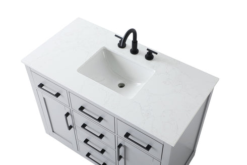 Elegant Lighting Alden Vanity Cabinet 2Dr5Dw 42 Inch W x 22 Inch D x 35 Inch H in Grey Model: VF29742GR