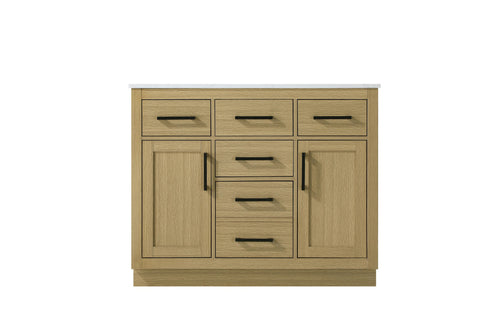 Elegant Lighting Alden Vanity Cabinet 2Dr5Dw 42 Inch W x 22 Inch D x 35 Inch H in Honey Brown Model: VF29742MHB