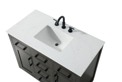 Elegant Lighting Alden Vanity Cabinet 2Dr5Dw 42 Inch W x 22 Inch D x 35 Inch H in Mocha Brown Model: VF29742MMB
