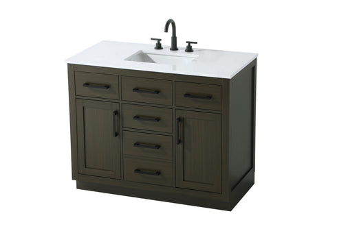 Elegant Lighting Alden Vanity Cabinet 2Dr5Dw 42 Inch W x 22 Inch D x 35 Inch H in Mocha Brown Model: VF29742MMB