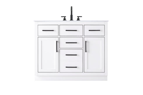 Elegant Lighting Alden Vanity Cabinet 2Dr5Dw 42 Inch W x 22 Inch D x 35 Inch H in White Model: VF29742WH