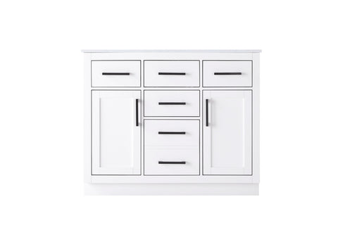 Elegant Lighting Alden Vanity Cabinet 2Dr5Dw 42 Inch W x 22 Inch D x 35 Inch H in White Model: VF29742WH