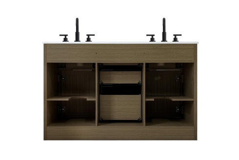 Elegant Lighting Alden Vanity Cabinet 2Dr5Dw 54 Inch W x 22 Inch D x 35 Inch H in Chestnut Brown Model: VF29754DMCB