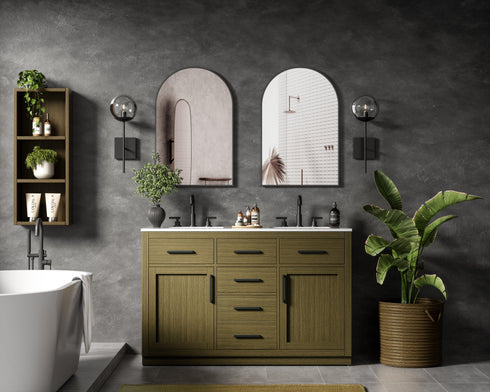 Elegant Lighting Alden Vanity Cabinet 2Dr5Dw 54 Inch W x 22 Inch D x 35 Inch H in Chestnut Brown Model: VF29754DMCB