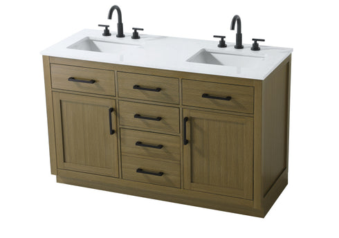Elegant Lighting Alden Vanity Cabinet 2Dr5Dw 54 Inch W x 22 Inch D x 35 Inch H in Chestnut Brown Model: VF29754DMCB