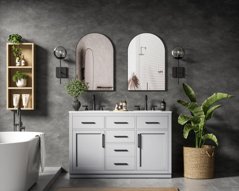 Elegant Lighting Alden Vanity Cabinet 2Dr5Dw 54 Inch W x 22 Inch D x 35 Inch H in Grey Model: VF29754DGR