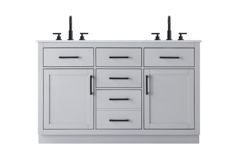 Elegant Lighting Alden Vanity Cabinet 2Dr5Dw 54 Inch W x 22 Inch D x 35 Inch H in Grey Model: VF29754DGR