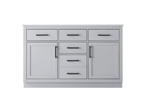 Elegant Lighting Alden Vanity Cabinet 2Dr5Dw 54 Inch W x 22 Inch D x 35 Inch H in Grey Model: VF29754DGR