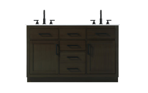 Elegant Lighting Alden Vanity Cabinet 2Dr5Dw 54 Inch W x 22 Inch D x 35 Inch H in Mocha Brown Model: VF29754DMMB