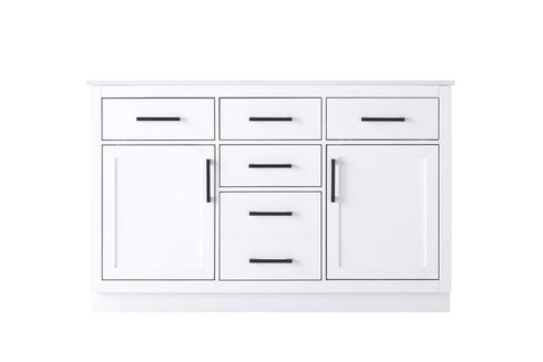 Elegant Lighting Alden Vanity Cabinet 2Dr5Dw 54 Inch W x 22 Inch D x 35 Inch H in White Model: VF29754DWH