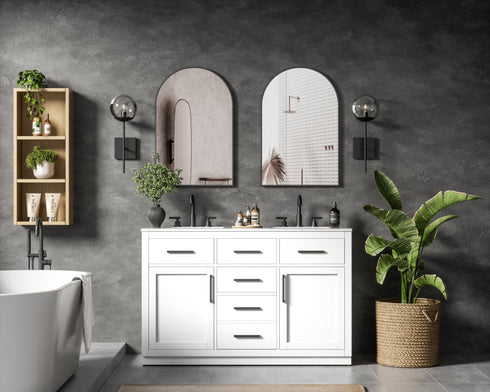Elegant Lighting Alden Vanity Cabinet 2Dr5Dw 54 Inch W x 22 Inch D x 35 Inch H in White Model: VF29754DWH