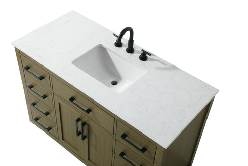 Elegant Lighting Alden Vanity Cabinet 2Dr7Dw 48 Inch W x 22 Inch D x 35 Inch H in Chestnut Brown Model: VF29748MCB