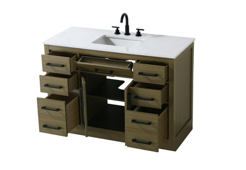 Elegant Lighting Alden Vanity Cabinet 2Dr7Dw 48 Inch W x 22 Inch D x 35 Inch H in Chestnut Brown Model: VF29748MCB
