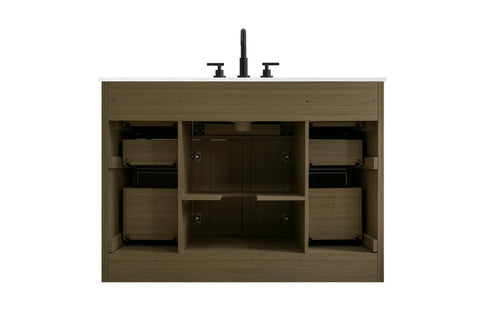 Elegant Lighting Alden Vanity Cabinet 2Dr7Dw 48 Inch W x 22 Inch D x 35 Inch H in Chestnut Brown Model: VF29748MCB