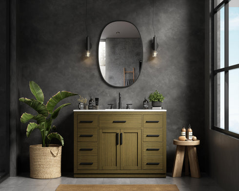 Elegant Lighting Alden Vanity Cabinet 2Dr7Dw 48 Inch W x 22 Inch D x 35 Inch H in Chestnut Brown Model: VF29748MCB